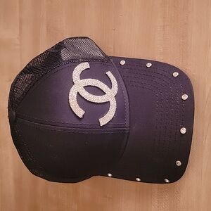 Black Cap  with  White Sparkling designs.